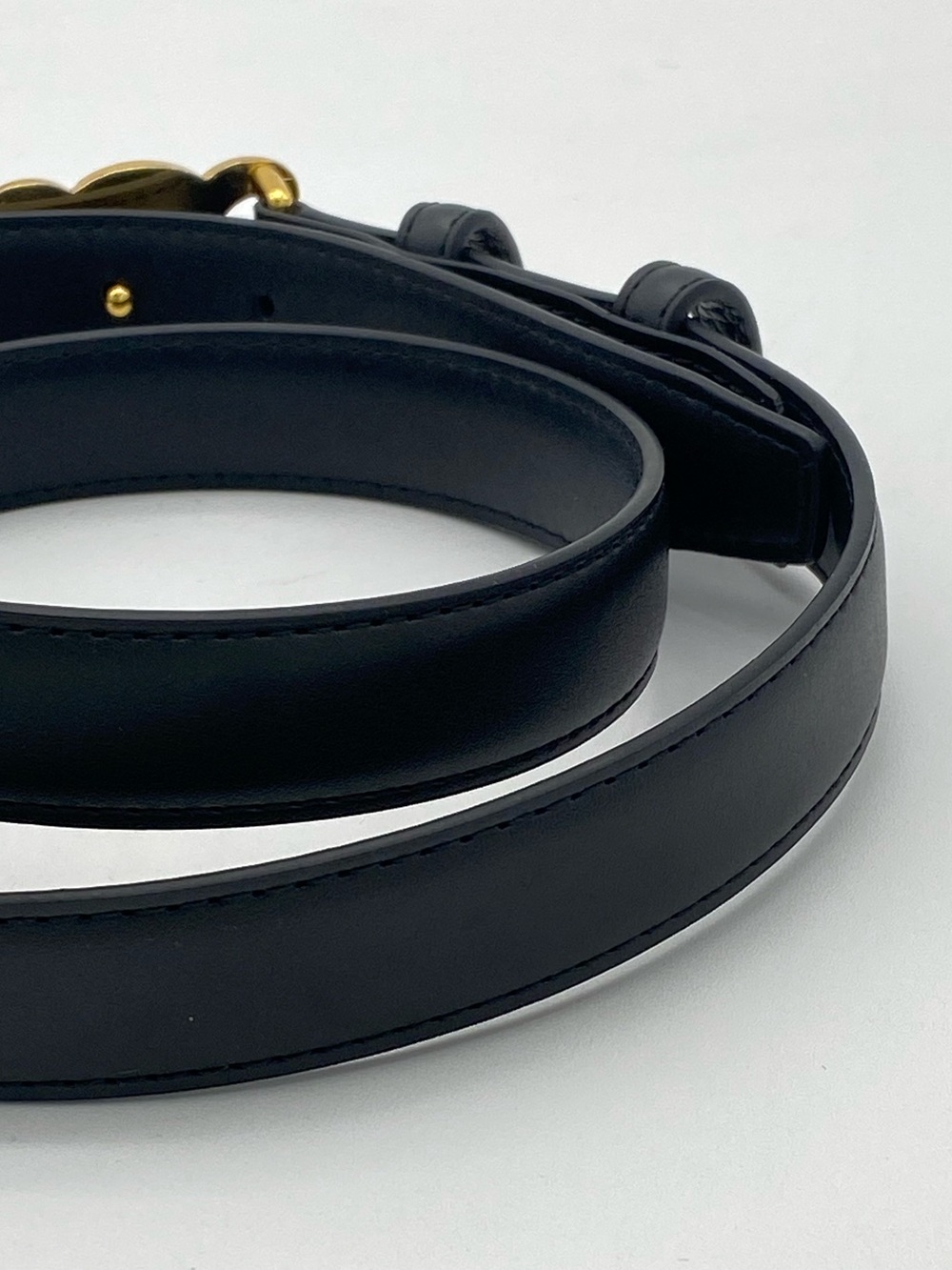 Celine Triomphe Gold Logo Black Leather Belt 105 CM/XL - Picture 11 of 16